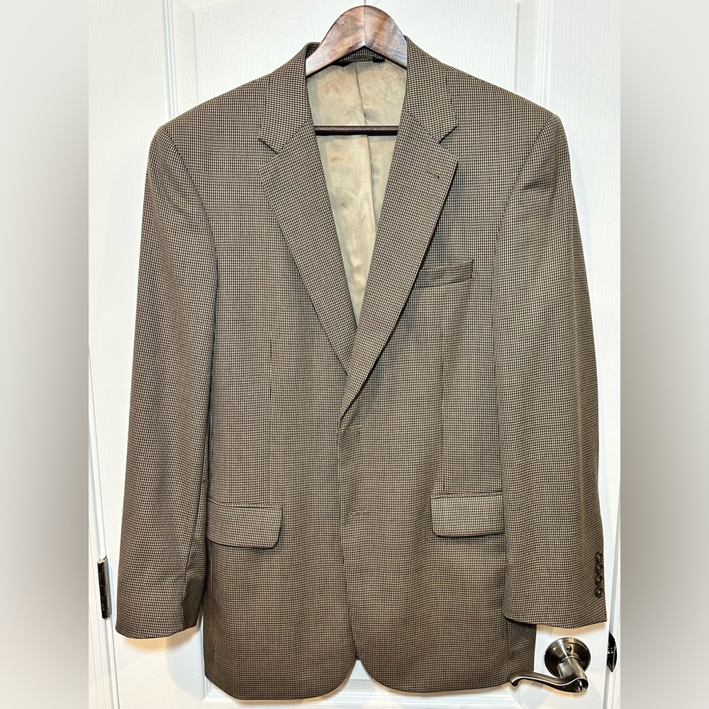 Jos A Bank Men’s Brown Beige 100% Wool Blazer Sport Coat Suit Jacket Size 41